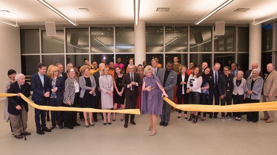 Cutting the ribbon at the opening of the Elaine Wynn & Family Education Wing